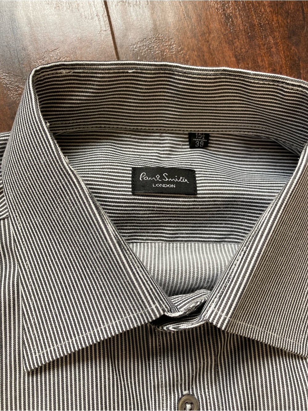 Paul Smith Men's Black and White Pinstripe Dress Shirt